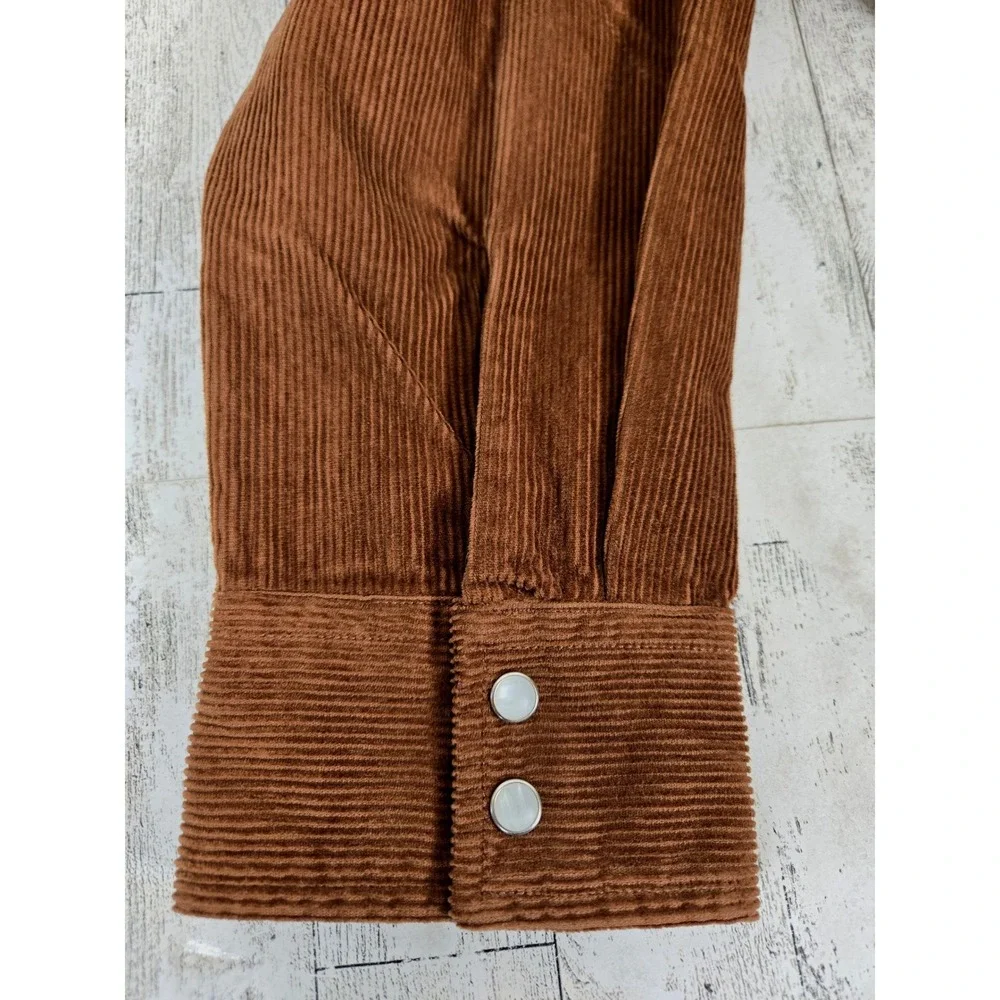 Levis The Western Brown Corduroy Pearl Snap Shirt Mens XXL 100% Cotton NEW